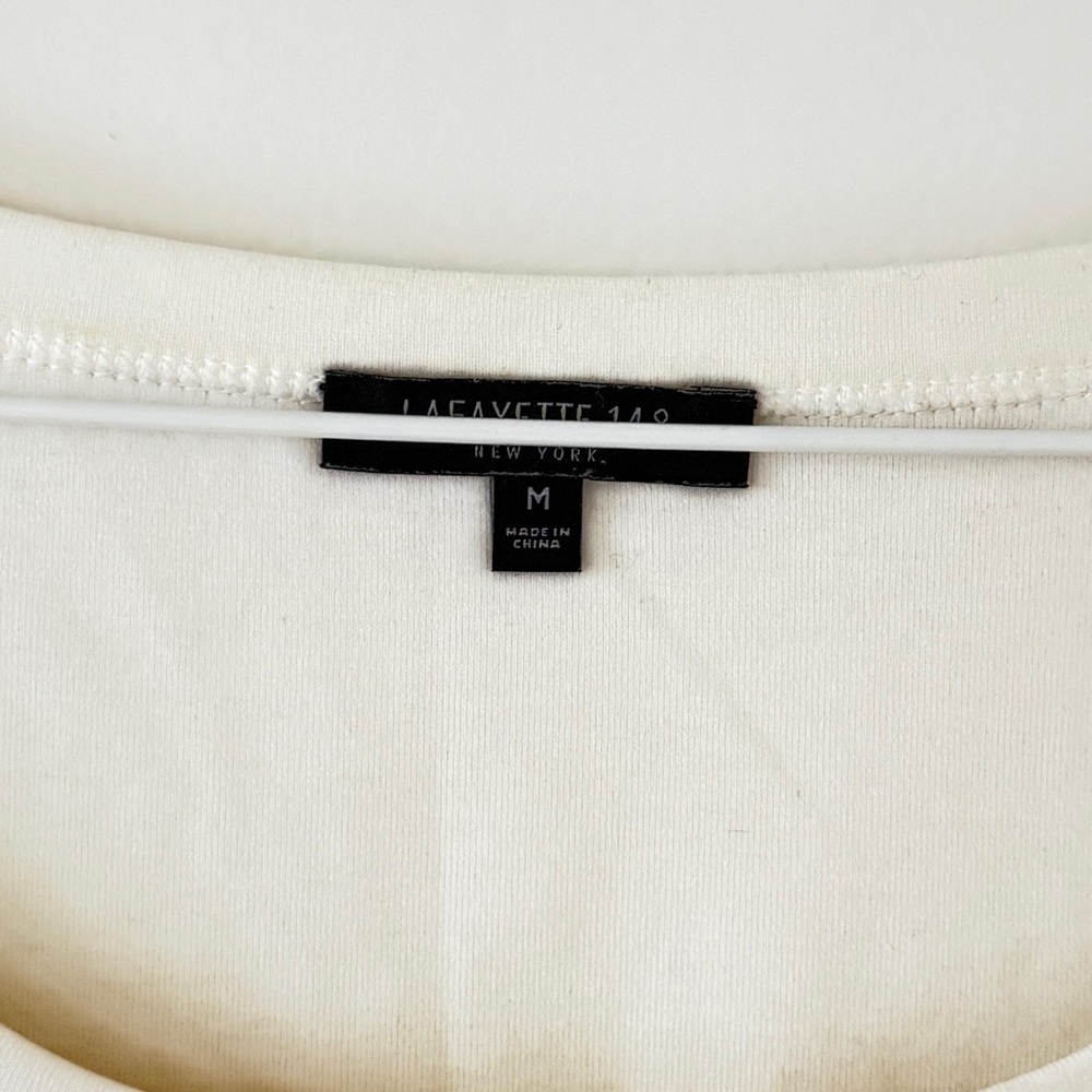 Lafayette 148 Round Scoop Neck Classic White Tee - Picture 4 of 5